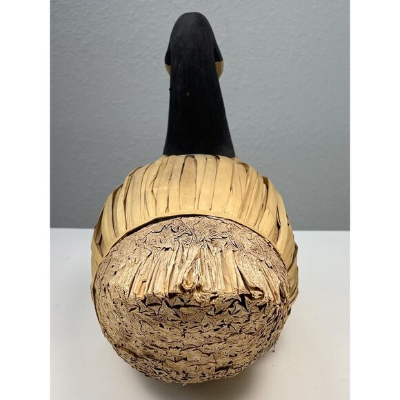 VTG Large 21" American Goose Carved Wood & Reed Decoy Rustic Home Decor Duck EUC - Picture 4 of 9
